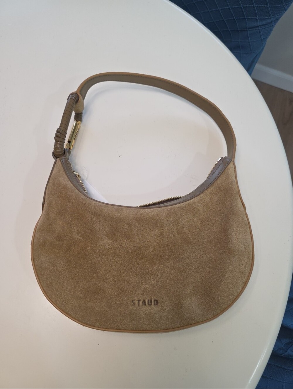 Staud Alden Suede Shoulder Bag In Hazel - Picture 2 of 10